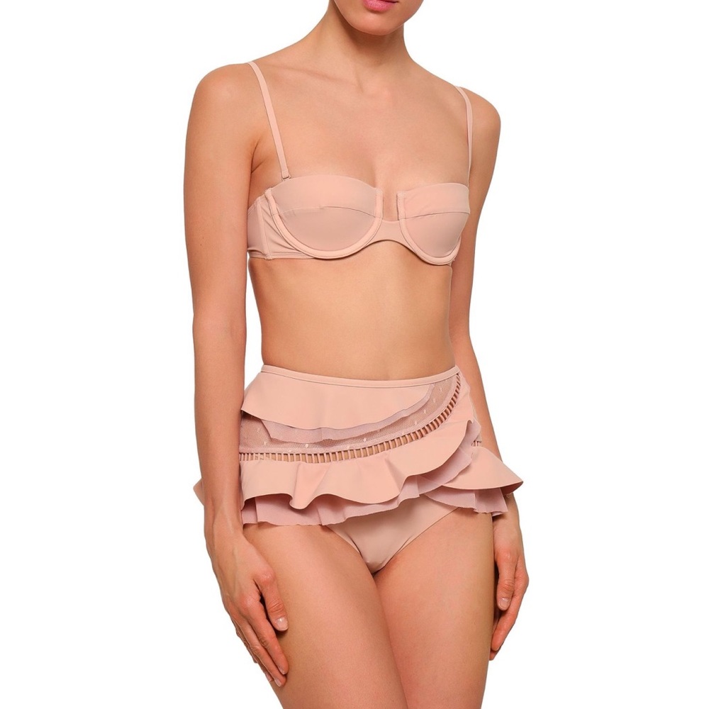 Zimmermann ruffle trim top and bottoms swimsuit sz AU 1